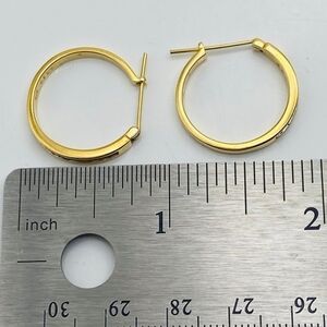 925 Sterling silver Vermeil vintage CZ hoop earrings 925 - VTG